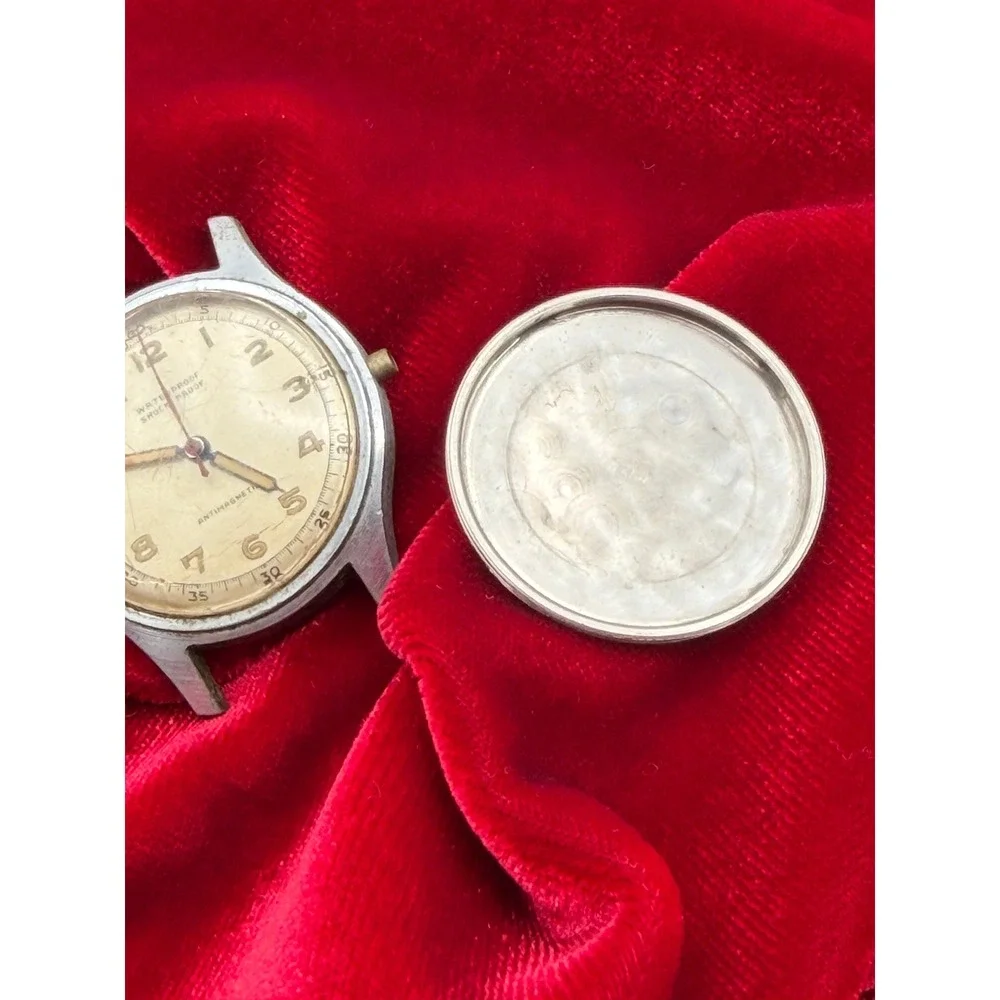Vintage Delba Watch 17 Jewels Swiss Manual Wind Military Style Parts Repair 33mm